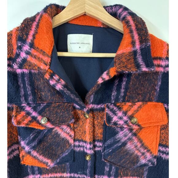 Panache Apparel Plaid Shacket Wool Blend Sz M Swiftie Life of Showgirl Oversized - Picture 2 of 12